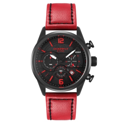 

EYKI E3140L Stylish Elegant Men Quartz Watch Multifunctional Business Casual Dress Watch with 30M Waterproof/Luminous/Calendar/Timing/24-Hour PU Strap