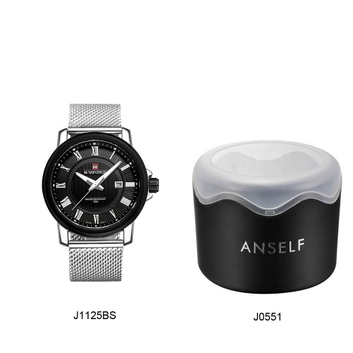 

NAVIFORCE Casual Men Wristwatch Water Resistant Men's Quartz Watch Stainless Steel Strap with Calendar Luminous Pointers