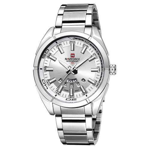 

NAVIFORCE 3ATM Water Resistant Stainless Steel Men's Analog Quartz Watch with Date Week
