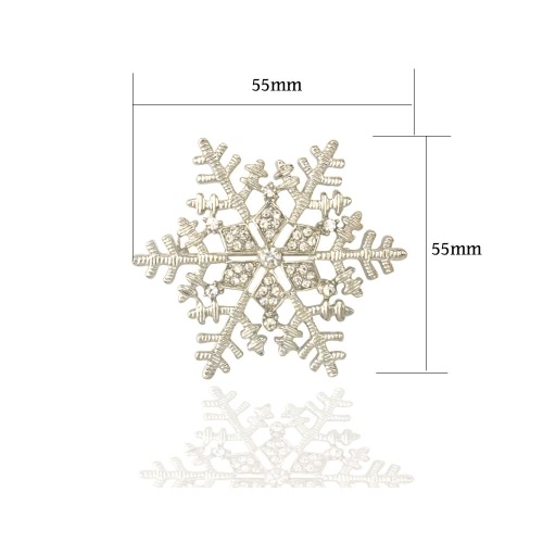 

New Fashion Shining Rhinestone Crystal Snowflake Brooch Collar Clip Pin Clothes Accessory Scarf Buckle Nice Holiday for Women Lady Wedding Party Gift