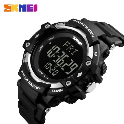 

SKMEI 3D Pedometer Sports Men Watches Heart Rate Monitor Calories Counter Fitness Tracker EL Back Light Fitness Tracker Digital Di