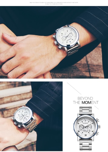 

OCHSTIN Fashion Stainless Steel Men Watch Water-Proof Chronograph Casual Wristwatch Sports Style Man Casual Watch + Box