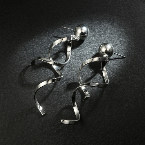 

Simple and Fashion Personality Long Earrings Irregular Geometry Rotating Wave Eardrop with Zinc Alloy