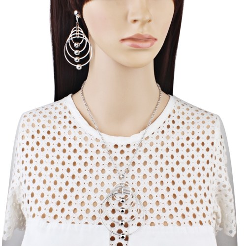 

Fashion Exaggerated Round Circle Necklace Earrings Gold Plated Party Rock Personality Jewelry Set