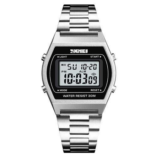 

SKMEI 1328 Мужская мода Casual Sports Wristwatch Аналоговые цифровые часы 3ATM Водонепроницаемый ремень из нержавеющей стали Подсветка Многофункциональные часы Relogio Masculino