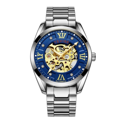 TEVISE 795D hombres de negocios reloj mecánico automático reloj de pulsera de acero inoxidable moda casual masculino