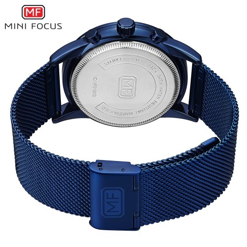 

MINI FOCUS MF0180G Men Watch Quartz Stainless Steel Strap Simple Wristwatch Time Display Calendar Fashion Casual 3ATM Waterproof Luminous Hands Male Watches