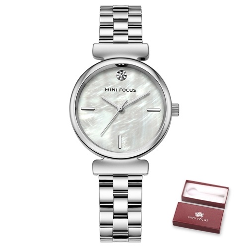 

MINI FOCUS Women Quartz Watch Women's Fashion Watches with Solid Steel Strap 3ATM Waterproof Female Wristbands for Business & Daily Life (Box Packaged)