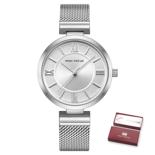 

MINI FOCUS Women Quartz Watch Women's Fashion Watches with Steel Strap 3ATM Waterproof Female Wristbands for Business & Daily Life (Box Packaged)