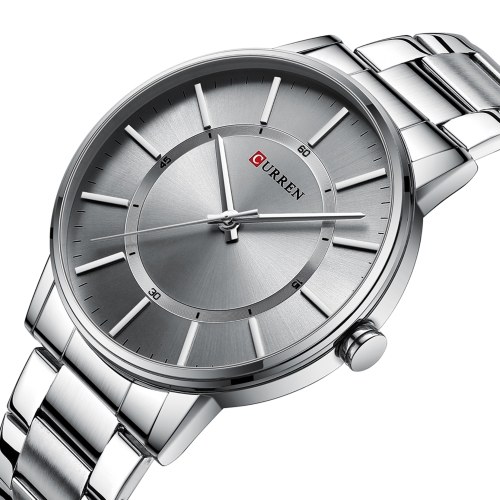 

CURREN Men's Quartz Watch with Stainless Steel Strap Fashion Multifunction Wristwatch 3ATM Watches