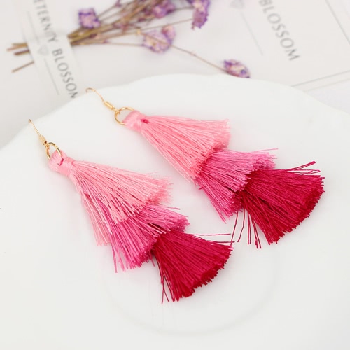 Fashion Retro Bohemia Three Layer Color Long Fringe Dangle Hook Earrings For Women Jewelry huismerk kopen in de aanbieding Fashion Retro Bohemia Three Layer Color Long Fringe Dangle Hook Earrings For Women Jewelry huismerk kopen in de aanbieding