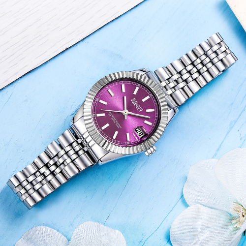 OUBAOER Fashion Luxury Stainless Steel Women Watches Quartz 3ATM Water-resistant Casual Woman Wristwatch Calendar
