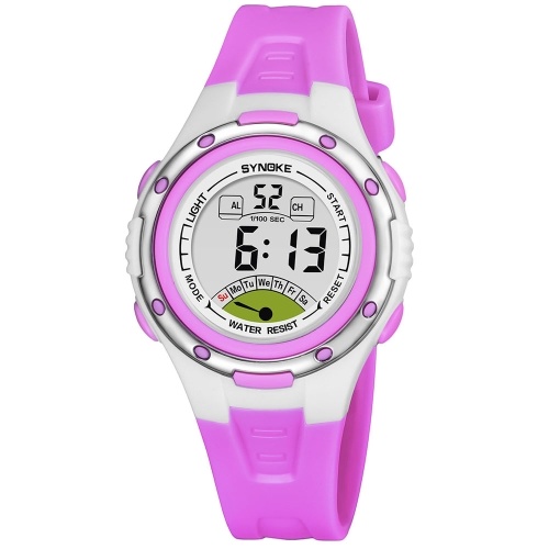 

SYNOKE Спорт Дети наручные часы Светодиодный цифровой секундомер сигнализации Светящиеся водостойкой Girl Boy Watch
