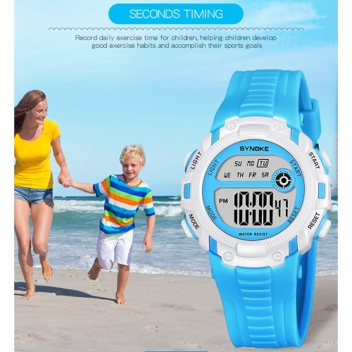 

SYNOKE Sport Children Wrist Watches LED Digital Stopwatch Alarm Luminous Water Resistant Girl Boy Watch