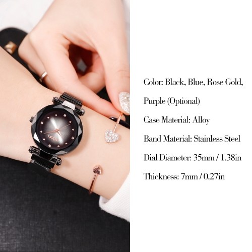 

Women Fashion Casual Starry Night Watch Lady Simple Alloy Mesh Band Quartz Wrist Watch