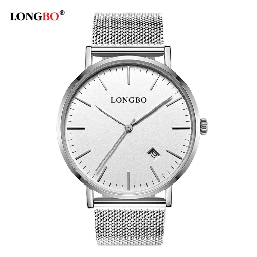 Longbo marca de moda de estilo moderno aleación Cinturón de malla Hombres y Mujeres Casual reloj de los amantes de lujo Parejas Relojes Hombre Fecha Día impermeable mujer de cuarzo rosa de oro del reloj de 5009