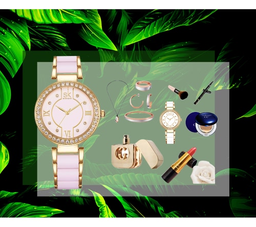 SK Luxury Diamond Ceramic Like Band Women Watches Quartz Water-Proof Elegant Ladies Casual Wristwatch Feminio Relogio