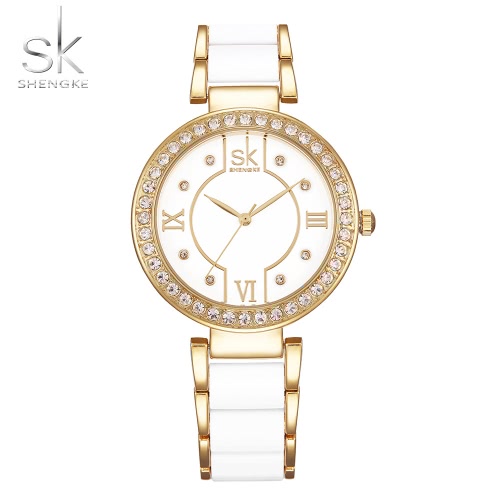 SK Diamante De Lujo De Cerámica Al igual que las mujeres de la banda Relojes de cuarzo a prueba de agua damas elegantes reloj de pulsera informal Feminio Relogio