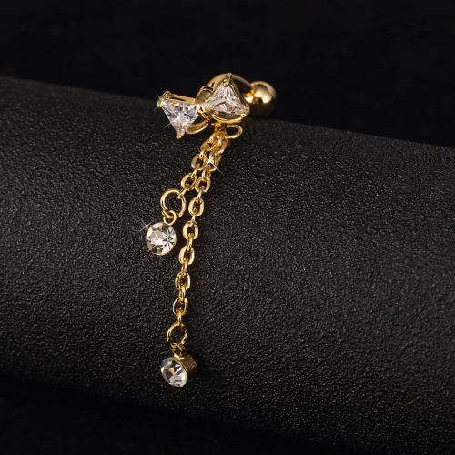 

New Fashion Popular Women Girl Hot Reverse Belly Rings Dangle Clear Navel Nail Body Jewelry Piercings