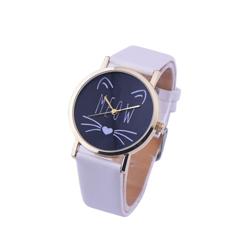 OKTIME Nuevos hombres lindos de la moda de las mujeres simples gato encantadores relojes de cristal espejo de acero correa reloj de cuarzo