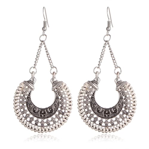 

Fashion Retro Women Vintage Hollow Flower Basket Charm Drop Earrings