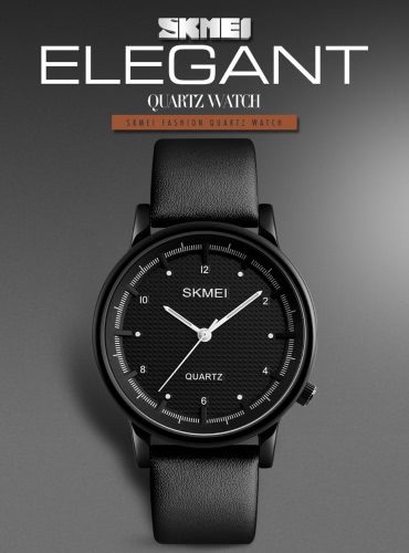 

SKMEI 3ATM Water-resistant Fashion Casual Watch Men Quartz Watch Genuine Leather Wristwatch Male