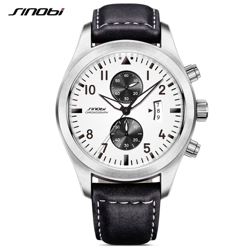 

SINOBI Fashion Casual Quartz Watch Life Water-resistant Men Watches Luminous Wristwatch Male Calendar Timer