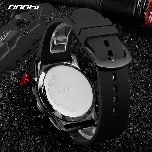 

SINOBI Sport Quartz Watch 3ATM Water-resistant Men Watches Luminous Wristwatch Male Chronograph