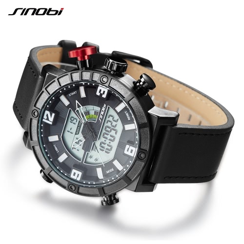 

SINOBI Sport Quartz Watch 3ATM Water-resistant Men Watches Backlight Wristwatches Male Chronograph