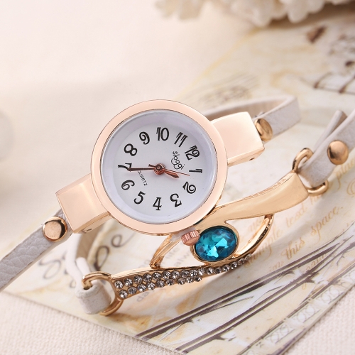 

Мода Vintage Rhinestone Watch Встраиваемый сапфировый павлинный глаз Стильные намоточные женские наручные часы