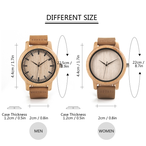 

BOBOBIRD Fashion Simple Bamboo Lovers Watches Quartz Genuine Leather Wooden Casual Wristwatch Couples