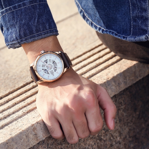

OUBAOER Luxury Genuine Leather Automatic men Watches Mechanical 3ATM Water-resistant Luminous Fashion Man Wristwatch