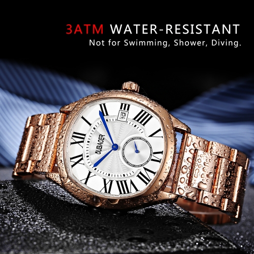 

OUBAOER Fashion Luxury Stainless Steel Men Watches Quartz 3ATM Water-resistant Casual Man Wristwatch Calendar