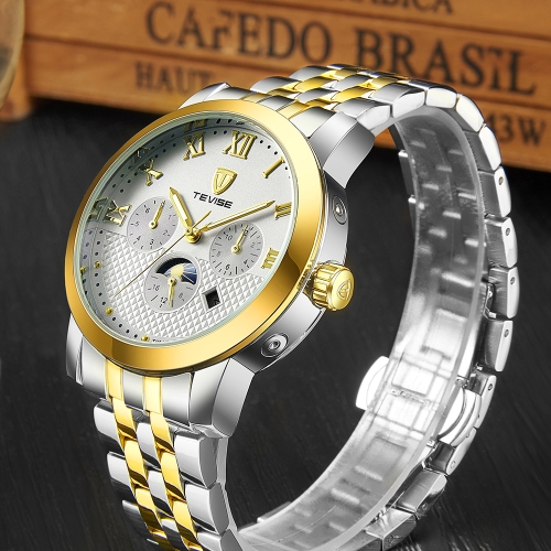 TEVISE Fashion Business Automatic Men Watches 3ATM Water-resistant Steel Mechanical Luminous Man Wristwatch Relogio Musculino Moon