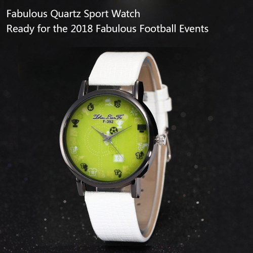 

F-392 Casual Watch Quartz lightweight Leather Wrist Watch Vintage style with Football Pattern for FIFA World Cup