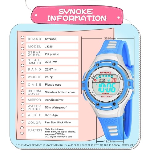 

SYNOKE 9728 Children Watch Sport Watch Luminous Alarm Digital Waterproof Wrist Watch kid Watch