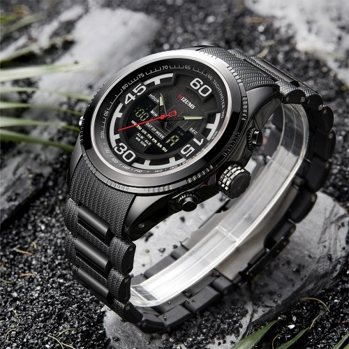 

MIZUMS Men Watch Fashion Alloy Case Digital Analog Dual Movement Watch Sports Waterproof Quartz Wrist Watch