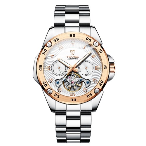 

TEVISE Men Automatic Mechanical Watch Stainless Steel Strap Time Display Luminous Design 3ATM Waterproof Male Fashion Watches for Business & Daily Life (Box Packaged)