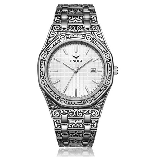 

ONOLA Men's Quartz Watch with Stainless Steel Strap 3ATM Vintage Classic Wristwatch