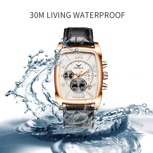 

Men's Quartz Watch Leather Band Fashion Business 3ATM Wristwatch