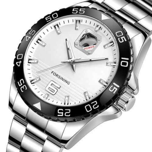 

FORSINING Men Automatic Mechanical Accurate Time Transparent Back Glowing Pointer 30M Waterproof Male Fashion Watches Masculine Wristband for Business Daily Life Mem's Gifts (Box Packaged)