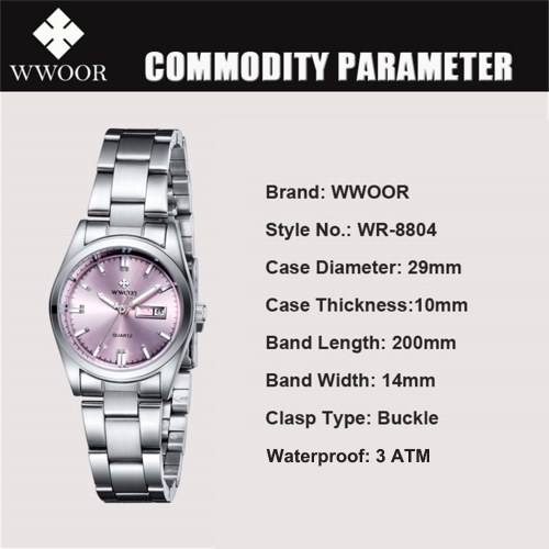 

Quartz Watch with Stainless Steel Strap Fashion Wristwatch Luminous Display 3ATM Dress Watches for Women