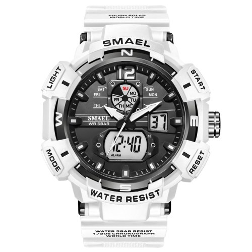 

SMAEL 8045 Multifunctional Sport Men Wrist Watch 50M Waterproof Quartz+Digital Electronic Watch with Luminous/Alarm/Stopwatch/Week/Date Display