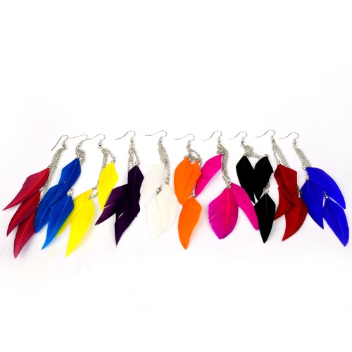 Fashion Women Girl Long Feather Chandelier Earring Chain Dangle Eardrop Party Jewelry Accessory Gift huismerk kopen in de aanbieding Fashion Women Girl Long Feather Chandelier Earring Chain Dangle Eardrop Party Jewelry Accessory Gift huismerk kopen in de aanbieding