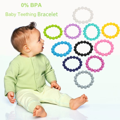 

100% пищевой класс силиконовые Teething прорезыватель цикла браслет браслет мягкой Бусины для жевать Baby медсестер украшения игрушки BPA бесплатно