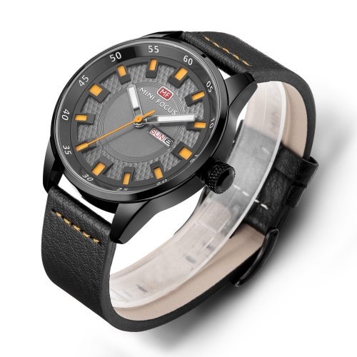 

MINI FOCUS Fashion Genuine Leather Men Watches Quartz 3ATM Water-resistant Luminous Casual Man Wristwatch