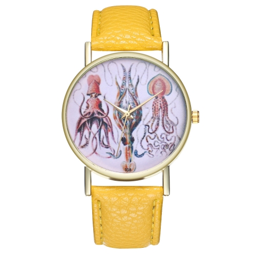 

Vintage Squid Illustration Leather Watch for Women Men's Watch Birthday Wedding Gift Ideas T08