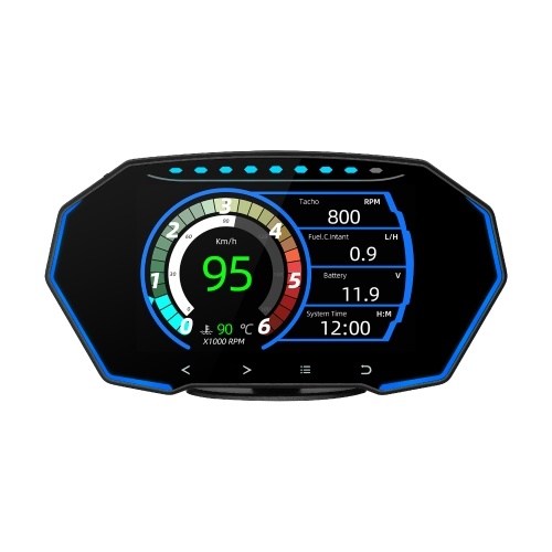 

Многофункциональный автомобильный цифровой датчик F11 HUD 4-дюймовый проекционный дисплей OBDⅡ Диагностический детектор Спидометр Компьютер безопасного вождения Превышение скорости, сигнализация температуры воды с сенсорными кнопками