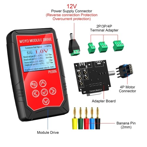WOYO PL006 Module Drive Car Fault Detect Drive Simulator Solenoid Valves Stepper Motor Auto Signal Simulator Ignition Coil Tester with 4.5inch LCD Screen 