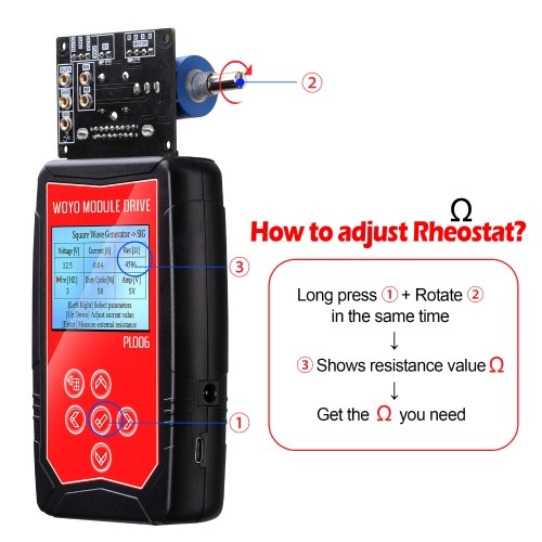 WOYO PL006 Module Drive Car Fault Detect Drive Simulator Solenoid Valves Stepper Motor Auto Signal Simulator Ignition Coil Tester with 4.5inch LCD Screen 